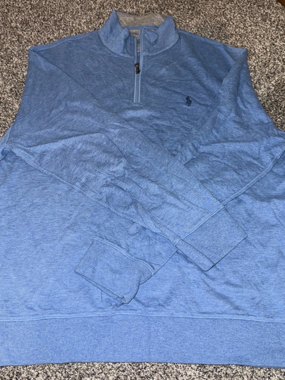 Polo by Ralph Lauren Men's Heathered Sky Blue Half-Zip Pullover